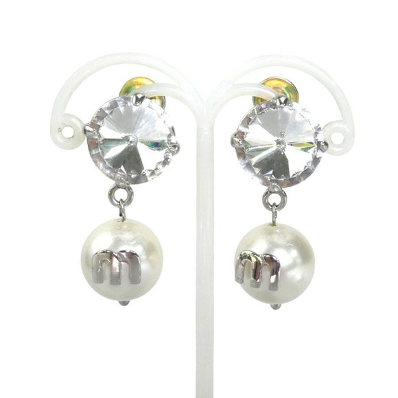 Miu Miu Miu Earrings Metal Faux Pearl Silver x White Women´s 56030a,New Products : American Fashion Style Bags On Sale